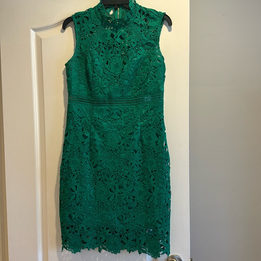 Bardot green lace dress